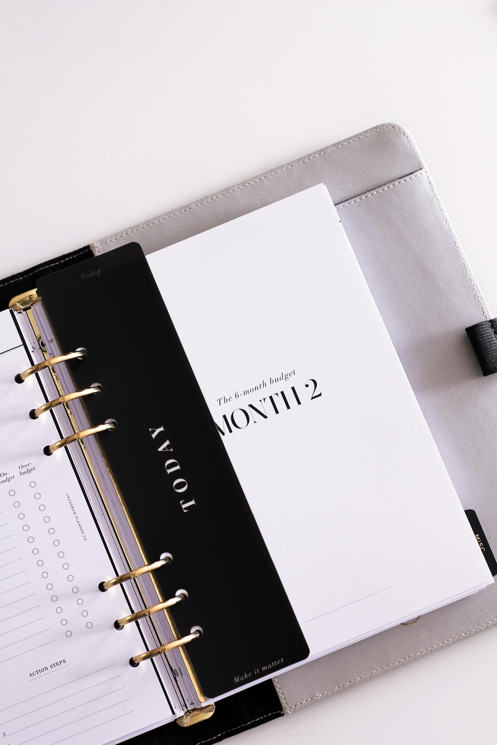Minimal Planner Page Marker | Black Snap In Today Planner Bookmark for A5 and Personal Filofax and LV Agenda | Minimal Planner Accessories