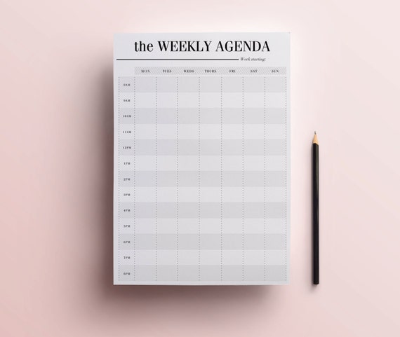 Weekly Agenda Planner Printable Weekly Diary Daily Etsy