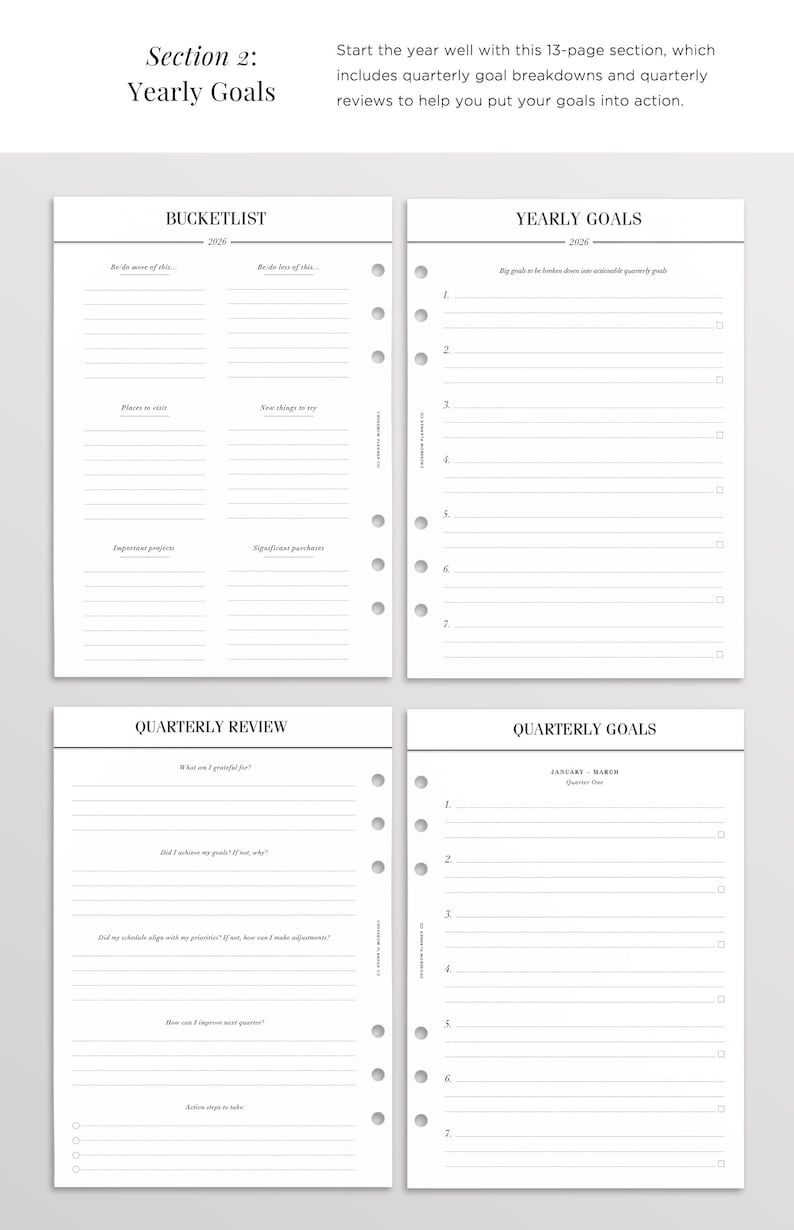 2026 gedruckte A5 Planer Einlagen | Wählen Sie Ihren Start Monat | Jahresplaner Einlagen, 2026 Filofax Einlagen Refill, datierte Einlagen LV GM Agenda Bild 6