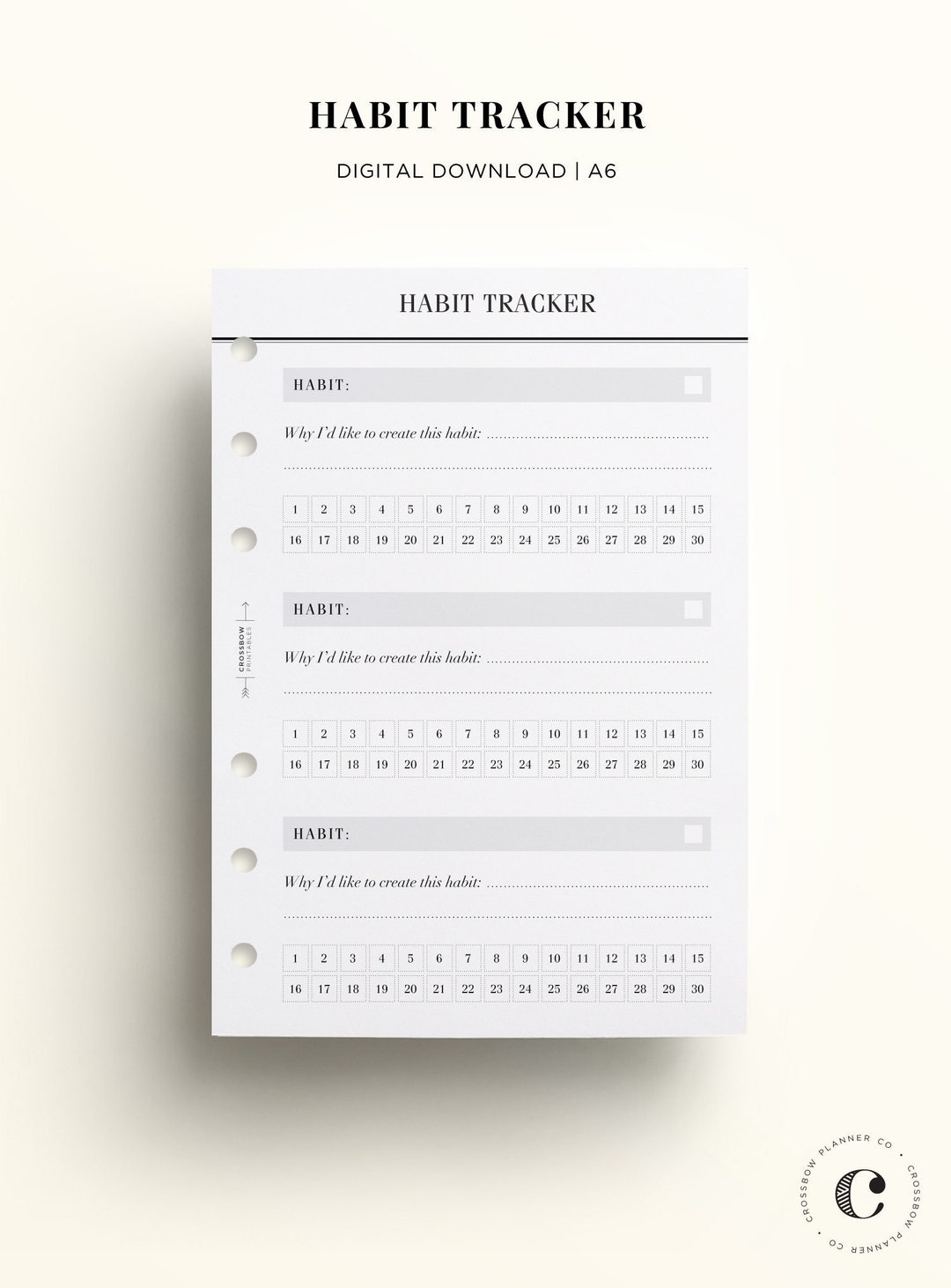 PRINTABLE A6 Habit Tracker Printable, A6 Habit Planner, Printable A6 ...
