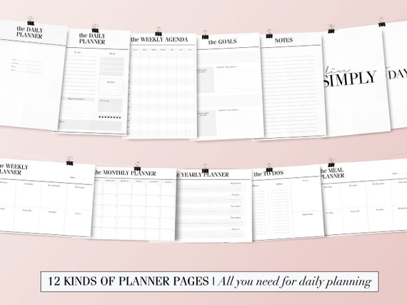daily planner pages us letter size 8 5 x 11 inches etsy daily planning pages