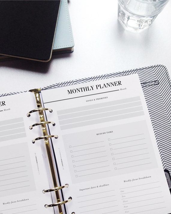Monthly Goals A5 Planner Filofax Kikki K Inserts Monthly Goals A5 Planner Filofax Kikki K Inserts