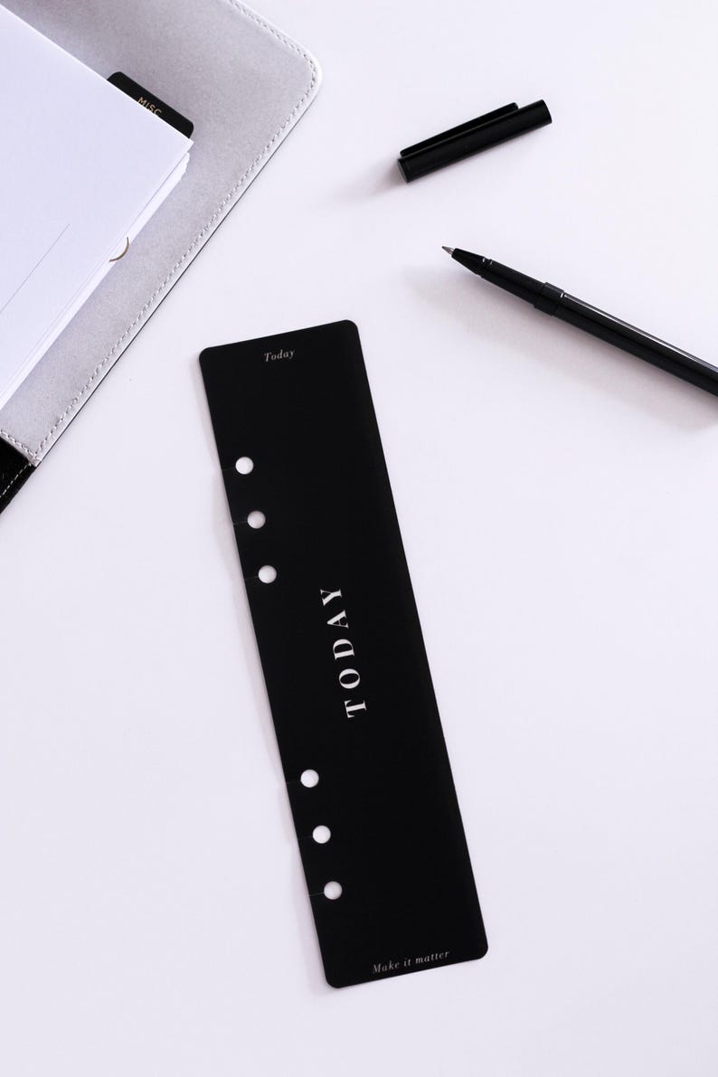 Minimal Planner Page Marker | Black Snap In Today Planner Bookmark for A5 and Personal Filofax and LV Agenda | Minimal Planner Accessories image 7