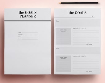 GOALS Planner Pack Printable - 11 A4 & A5 Organizer Pages, New Years Resolution Planner, Instant Digital Download, Dream Journal