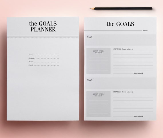 goals planner pack printable 11 a4 a5 organizer pages new etsy