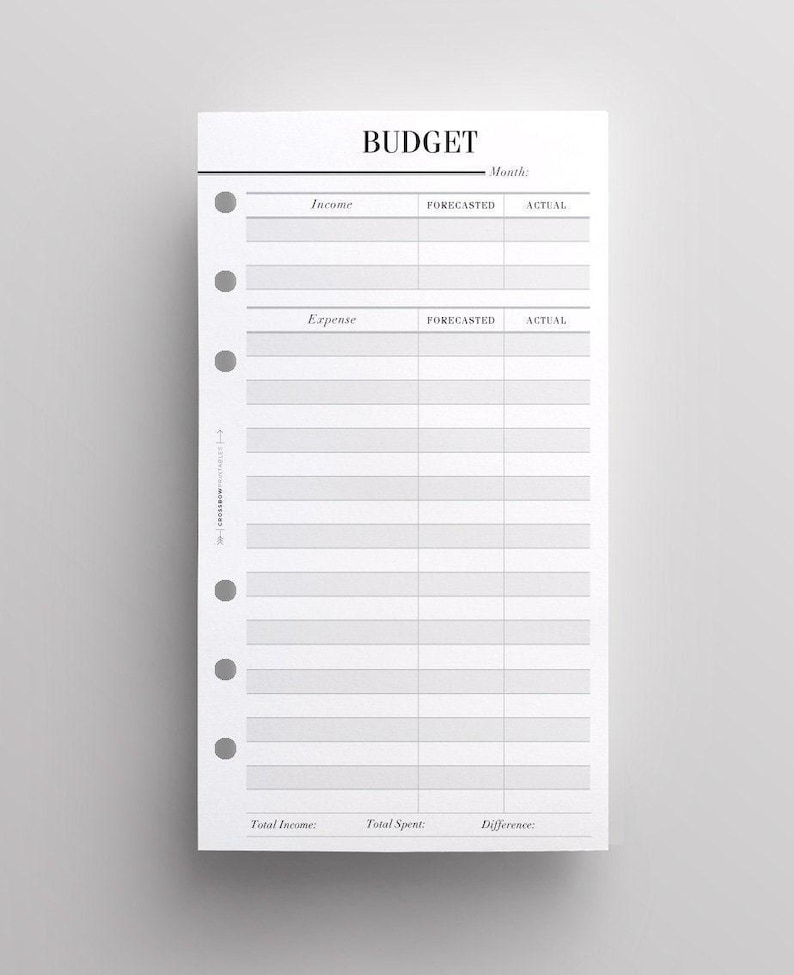 Recharges imprimées pour agenda personnel | Budget mensuel, agenda financier, recharges personnelles imprimées, Filofax Personal, Kikki K Medium image 1