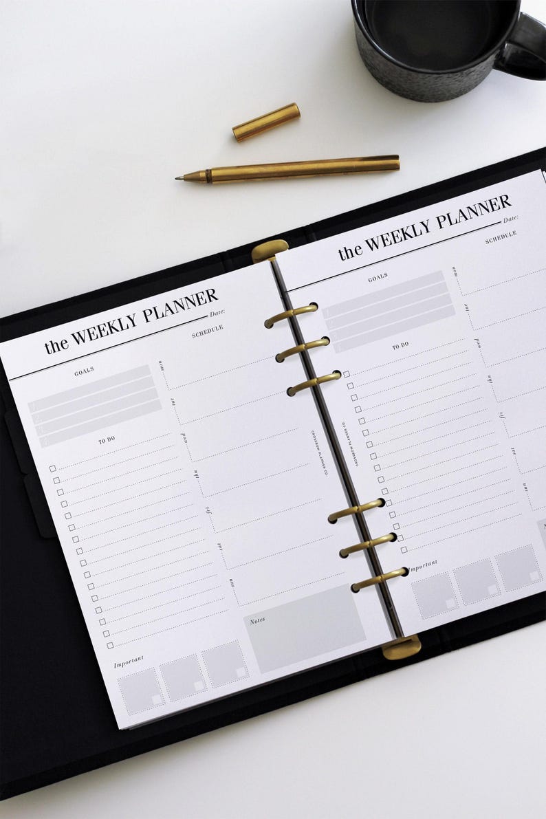 PRINTED A5 Weekly Planner Inserts | Weekly To Do List | Week On One Page | Filofax Planner Pages, Kikki K Planner Pages, Work Planner image 2