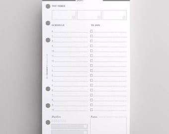 PRINTED Day On One Page Personal Planner, DO1P, Personal Daily Planner Inserts, Personal Filofax Inserts, Personal Day Per Page, Minimal