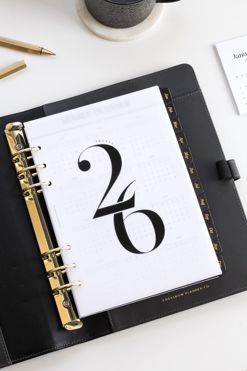2026 gedruckte A5 Planer Einlagen | Wählen Sie Ihren Start Monat | Jahresplaner Einlagen, 2026 Filofax Einlagen Refill, datierte Einlagen LV GM Agenda Bild 1