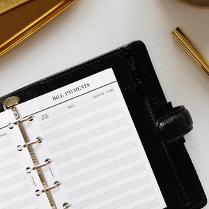 PRINTED Bill Tracker Pocket Planner Inserts, Bill Pay Organiser, Bill Tracker Filofax Pocket Inserts, Budget Planner Kikki K Small Inserts