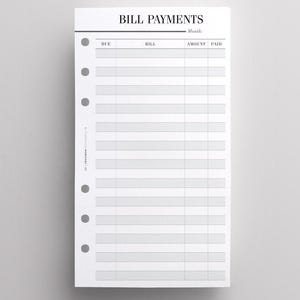 PRINTED Personal Planner Inserts | Bill Pay Filofax Personal Inserts | Budget Planner Kikki K Medium Inserts | Financial Planner LV MM