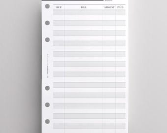 PRINTED Personal Planner Inserts | Bill Pay Filofax Personal Inserts | Budget Planner Kikki K Medium Inserts | Financial Planner LV MM