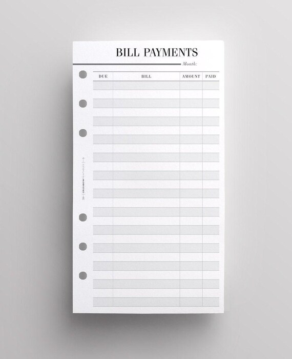 thumbnail image 2 of Personal Filofax Paper Set – Payments, Passwords, Finance – 20 Pages 2 of 6