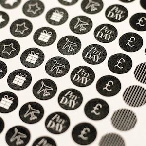SuperEssential Minimal Planner Stickers - Black and White Icon Stickers - Mini Sticker Kit - Chic Birthday Finance Travel Black Stickers image 4