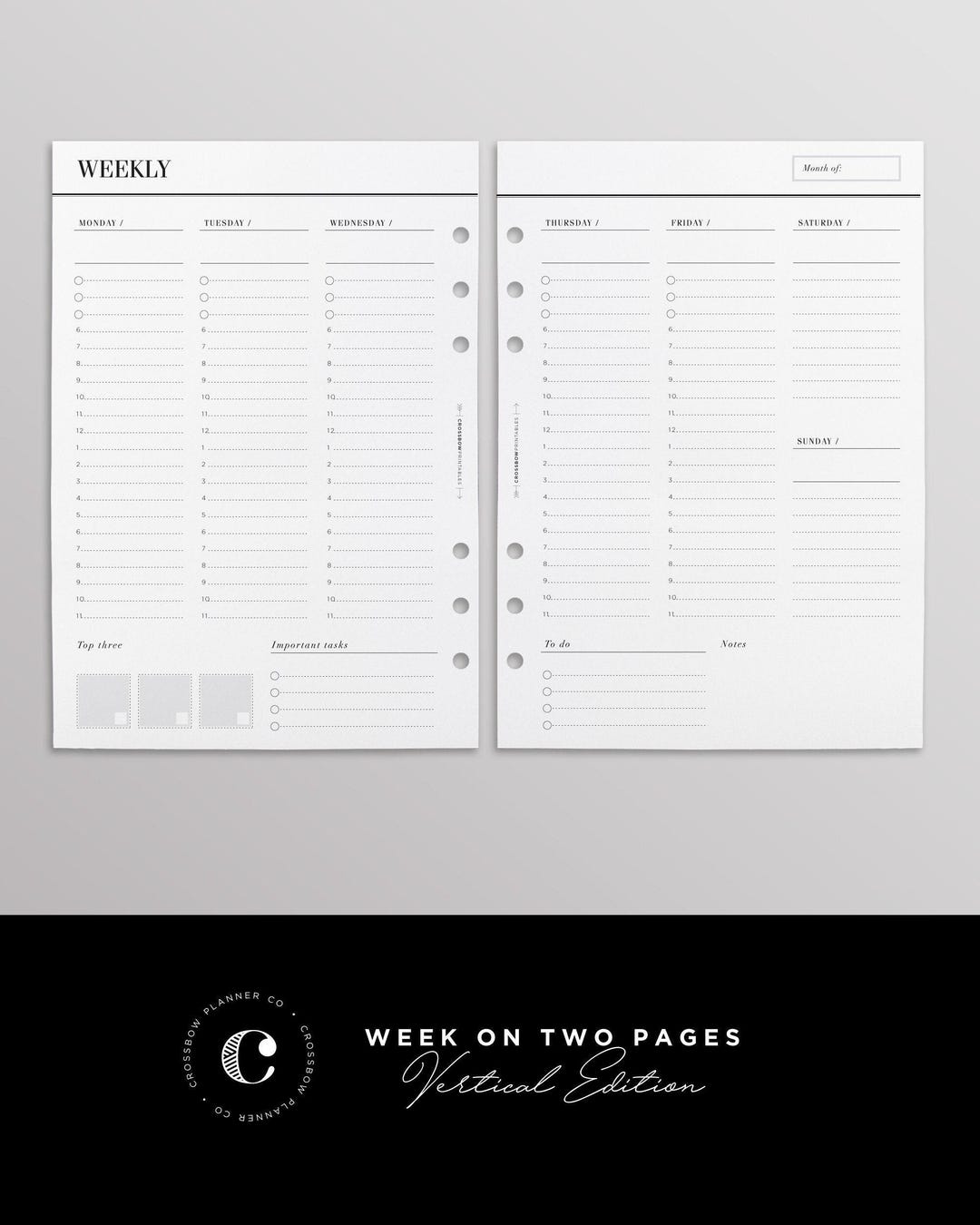 PRINTED WO2P Vertical Edition | A5 Weekly Planner Inserts | Week on Two ...