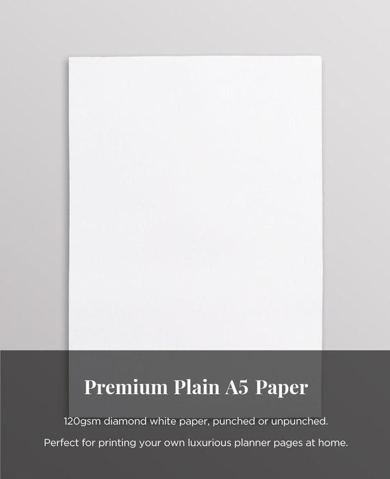 Plain A5 Paper 120gsm, Premium Printer Paper A5, High Quality A5 Planner Paper, A5 Planner Refills, Planner Printer Paper for Printables