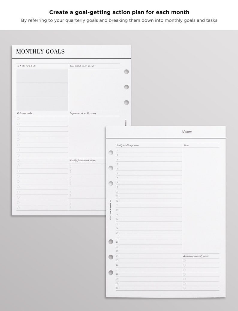 PRINTED Goal Planner Inserts Bundle - 12 Month Goal Setting Workbook | A5 Yearly Goals, Breakdowns and Monthly Goal Trackers | 64 Pages image 7