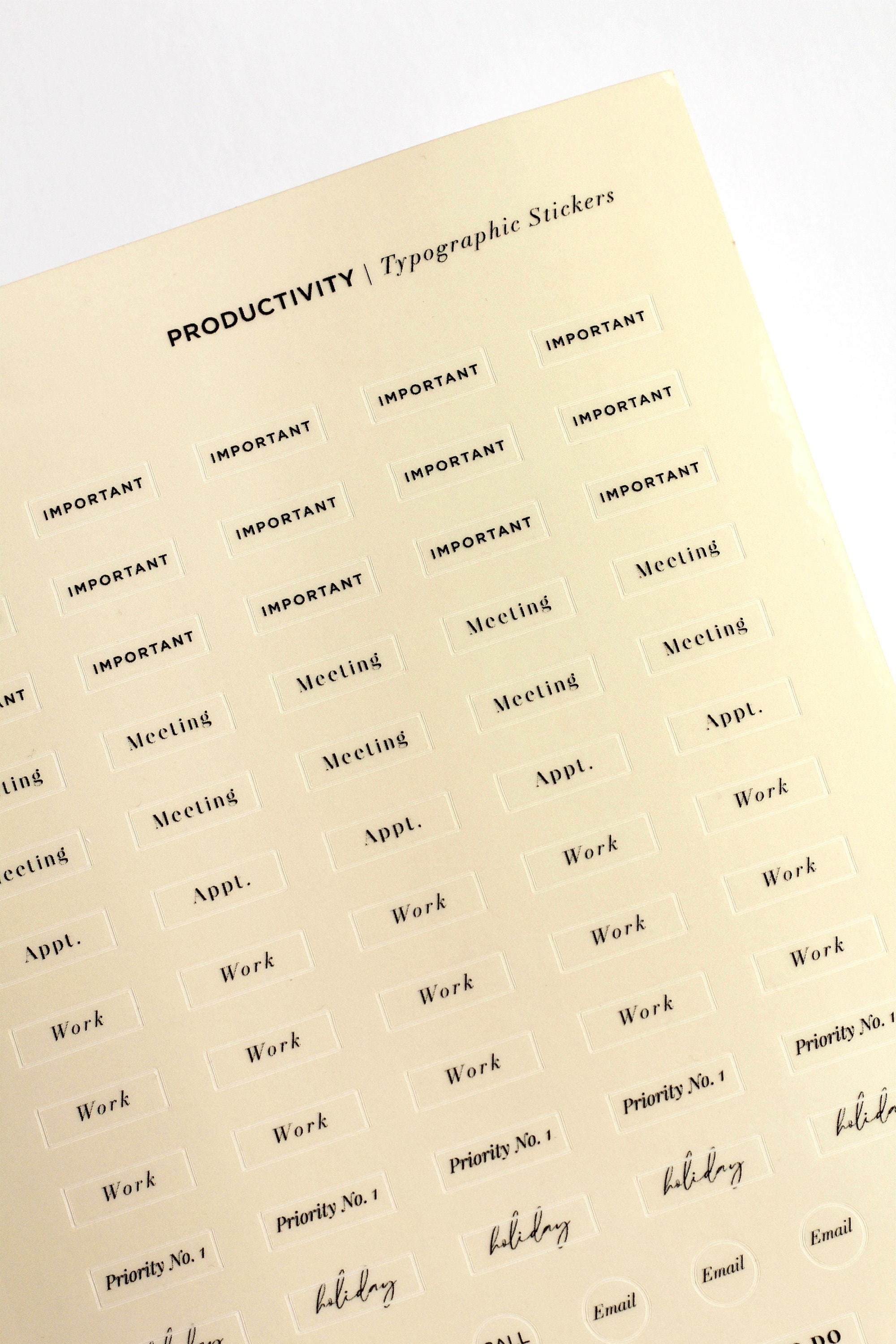 Typography Reference Sticker Clear Typographic Sticker Set | Transparent Planner Stickers | Minimal ...