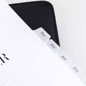 Monthly Tab Stickers Planner Dividers | For 6-Ring Planners, Undated Planners, Hobonichi Weeks, Pocket | Minimal Clear Month Tabs image 5