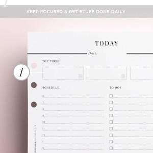 PRINTED Day On One Page Hourly Planner, DO1P, A5 Planner Inserts, Daily Planner Refill, A5 Daily Planner, A5 Filofax Inserts A5 Planner image 3