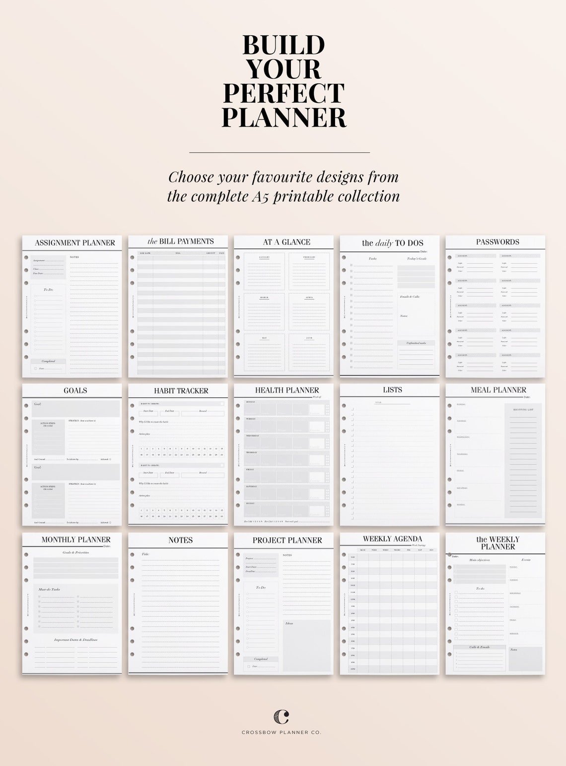 PRINTABLE A5 Monthly Planner Printable Month on Two Pages - Etsy