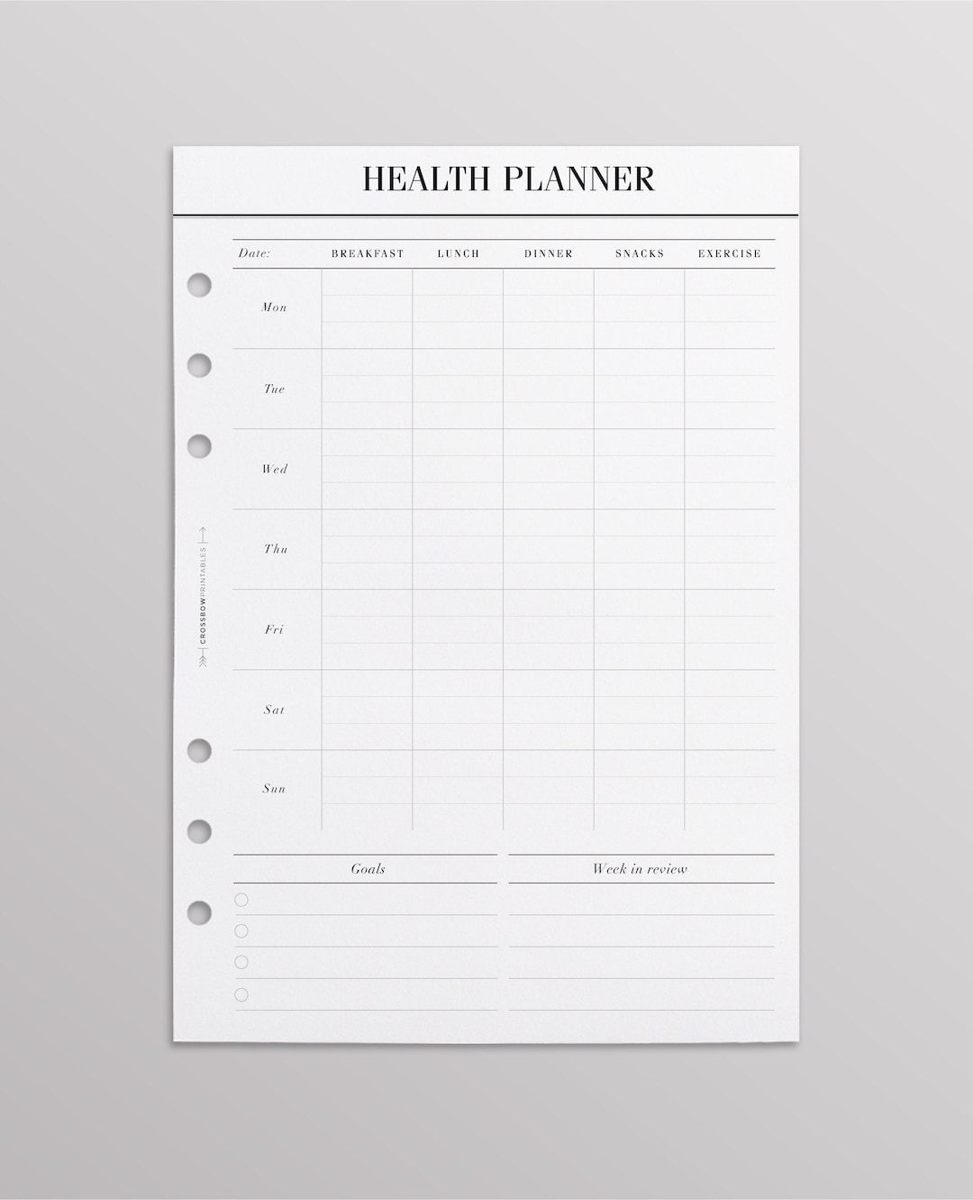 PRINTED Health Planner, Meal and Fitness Planner Inserts A5 Fitness