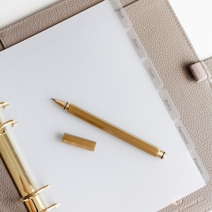 Customisable Planner Dividers 6-Tab | Minimal Frosted Plastic | A5 or Personal Size | 28+ Tab Labels To Choose From | Clear Planner Tabs