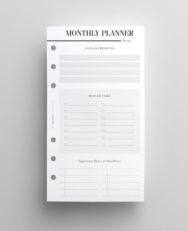 PRINTED Monthly Planner Inserts Personal Planner Refill Kikki K Inserts, Filofax Personal, Kate Spade Planner, Personal Planner Inserts UK image 1