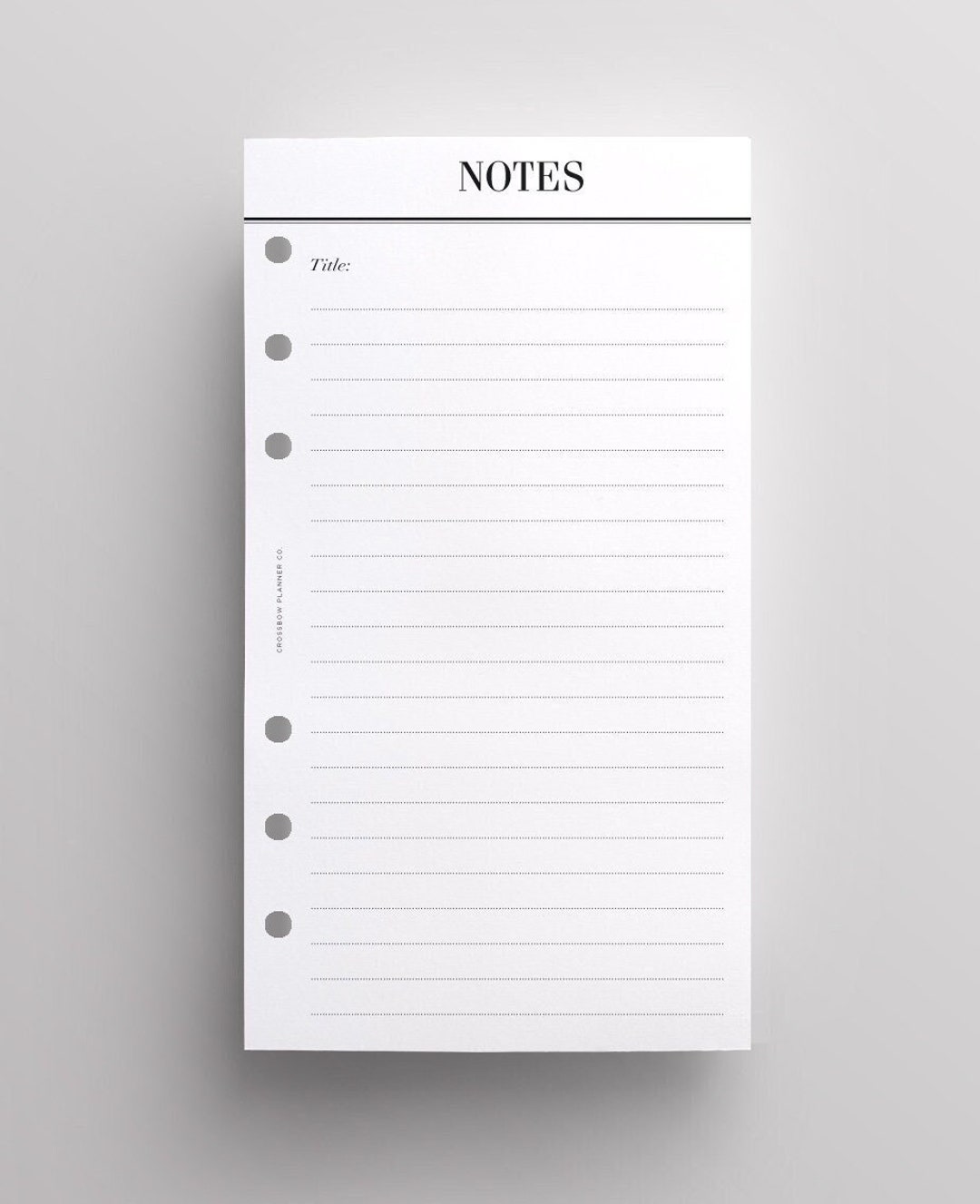  Personal Size Notes Insert with Simple Lines Spaced 1/4,  Sized and Punched with 6 Holes for Personal Size Notebooks by Filofax,  Louis Vuitton (PM), Kikki-K, and Others. (3.7 x 6.75) 