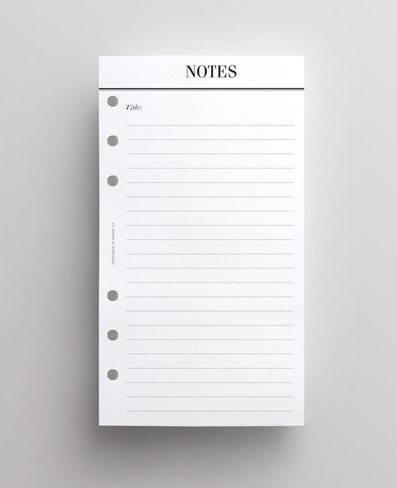 PRINTED Notes Planner Refill Pages Personal Size Printed 