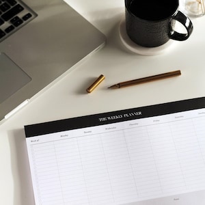 Blocco note settimanale Executive, blocco note minimale da fare, blocco note con calendario settimanale, agenda giornaliera A4 con 50 fogli staccabili