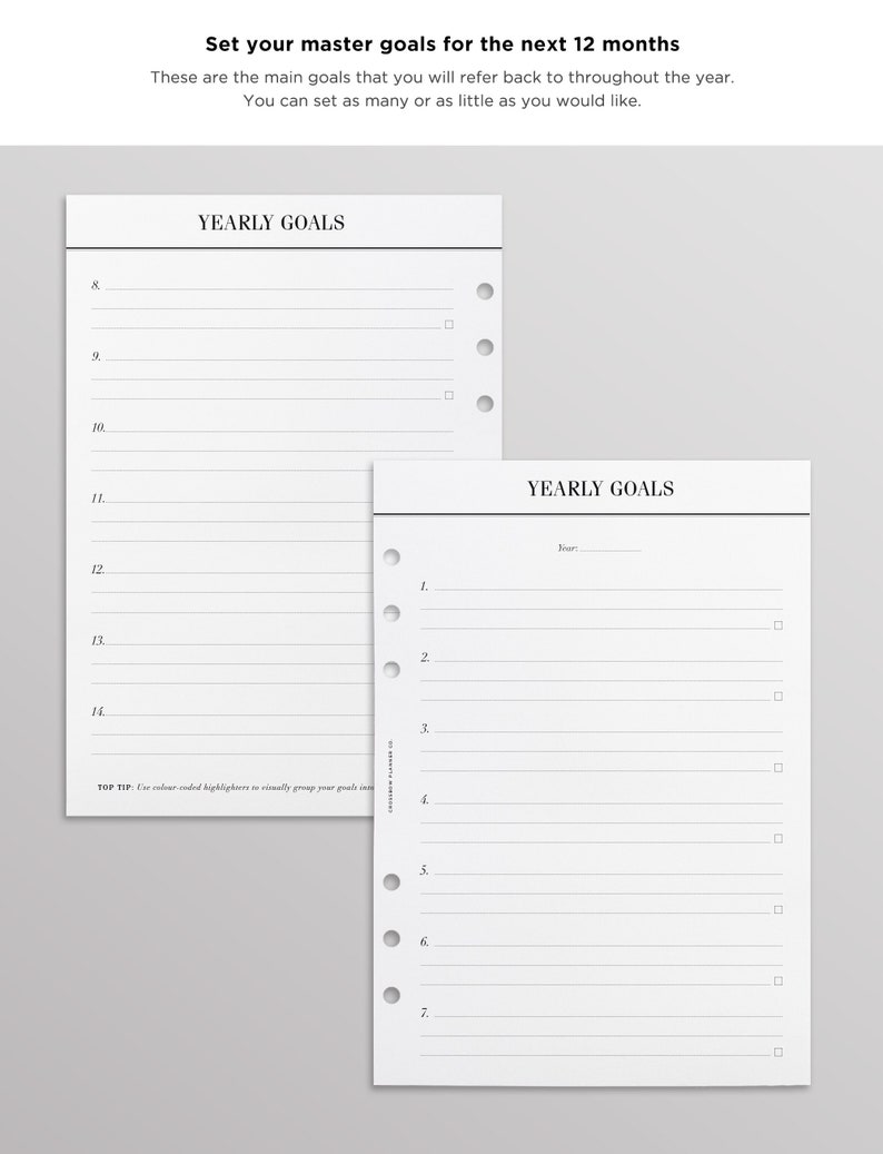PRINTED Goal Planner Inserts Bundle - 12 Month Goal Setting Workbook | A5 Yearly Goals, Breakdowns and Monthly Goal Trackers | 64 Pages image 4