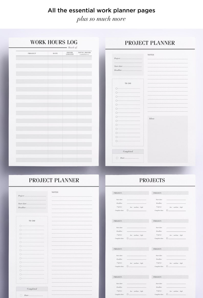 ULTIMATE Productivity, To Do List Work Printable Planner Pack, 21 A4, A5 and Half Size Organizer Pages: Day Planner, Project Planner zdjęcie 3