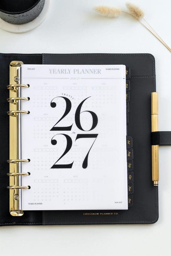 2026-2027 Planner Inserts A5, Printed Yearly Academic Diary for Filofax A5 and LV GM Agenda, Mid Year Weekly and Monthly Refill