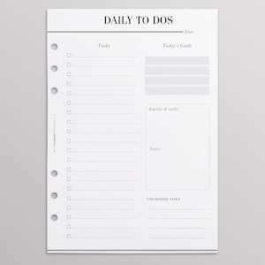 PRINTED To Do List Planner Refills A5 | Kikki K Inserts Large, Filofax Inserts A5, LV Agenda GM Inserts | Work Planner | Daily Planner A5