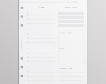 PRINTED To Do List Planner Refills A5 | Kikki K Inserts Large, Filofax Inserts A5, LV Agenda GM Inserts | Work Planner | Daily Planner A5