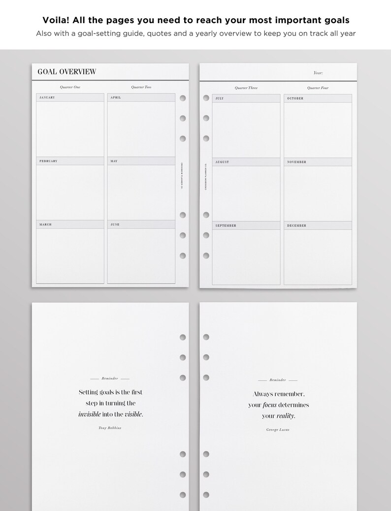 PRINTED Goal Planner Inserts Bundle - 12 Month Goal Setting Workbook | A5 Yearly Goals, Breakdowns and Monthly Goal Trackers | 64 Pages image 9