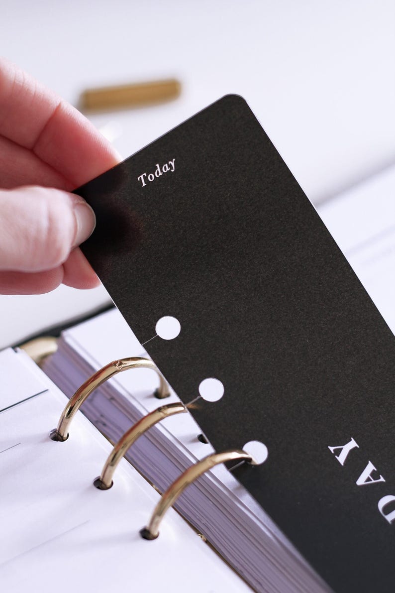 Minimal Planner Page Marker | Black Snap In Today Planner Bookmark for A5 and Personal Filofax and LV Agenda | Minimal Planner Accessories image 4