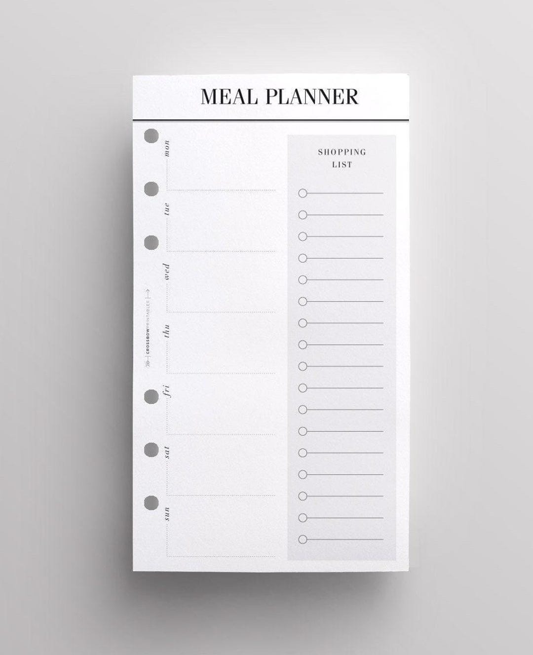 PRINTED Personal Size Meal Planner Inserts | Shopping List, Grocery ...