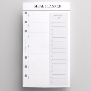PRINTED Personal Size Meal Planner Inserts | Shopping List, Grocery List Planner Refill | Printed Kikki K Medium Inserts | Filofax Personal