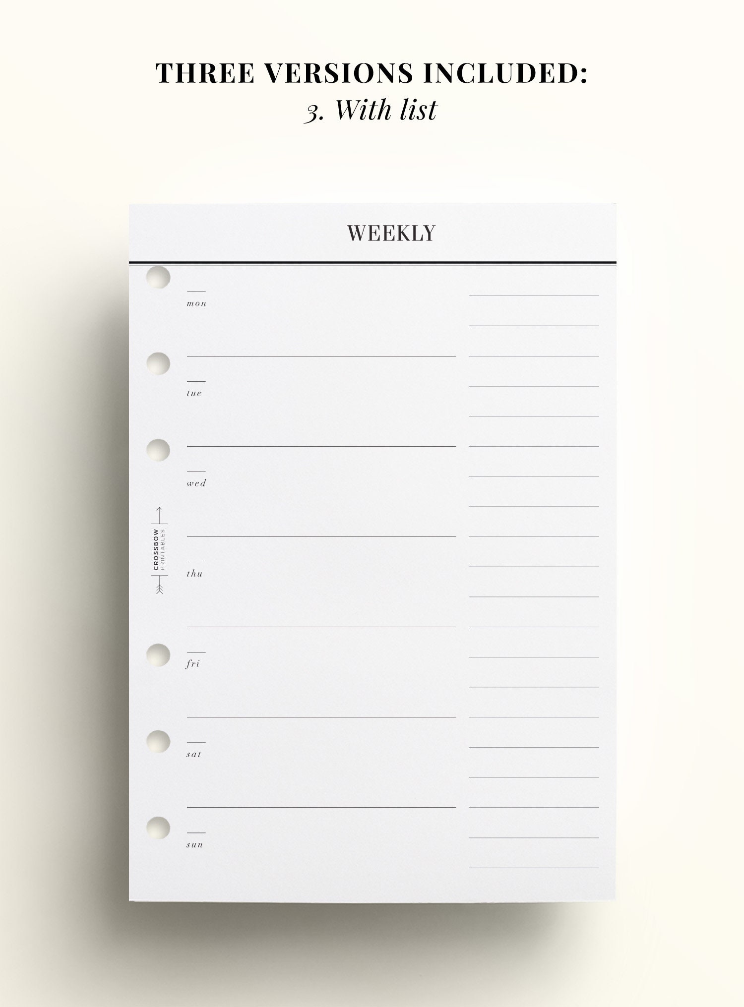 PRINTABLE A6 Week on One Page Printable Inserts Weekly | Etsy UK