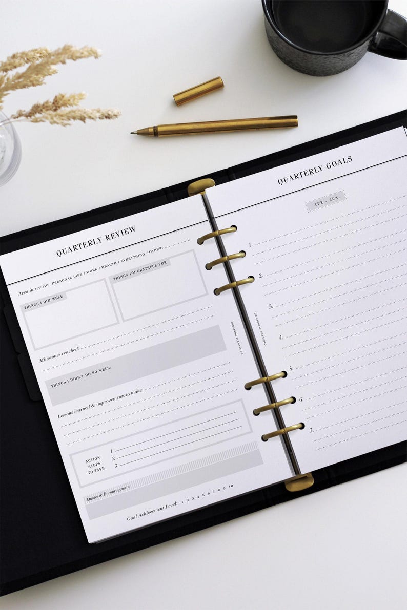 Paquete de planificadores de objetivos impresos / Insertos para planificador A5 impresos / Recambios minimalistas para planificador de objetivos / Insertos grandes para Filofax y Kikki K para planificación de objetivos imagen 3
