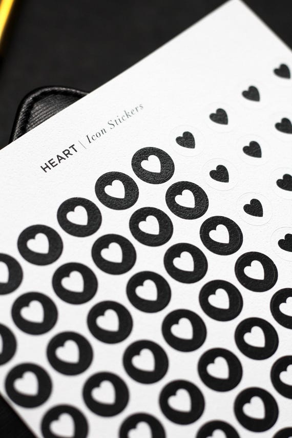 Heart Sticker Sheet | Minimalist Stickers - Hobonichi Icon Stickers - Love Stickers - 130 Mini Heart Stickers