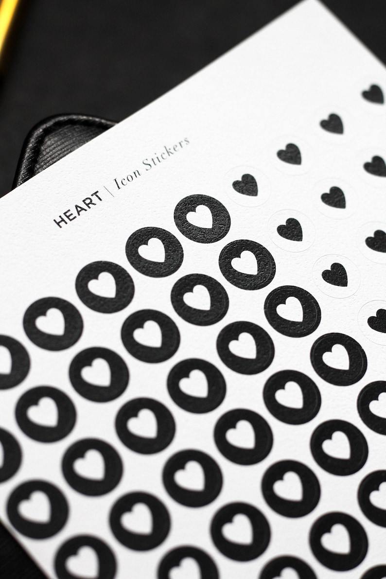 Heart Sticker Sheet | Minimalist Stickers - Hobonichi Icon Stickers - Love Stickers - 130 Mini Heart Stickers image 1