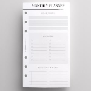 PRINTED Monthly Planner Inserts Personal Planner Refill | Kikki K Inserts, Filofax Personal, Kate Spade Planner, Personal Planner Inserts UK