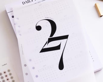 2027 Minimal Daily Planner Inserts A5 | Printed Dated Day Per Page Planner Refill, 386 Pages, Dated Inserts for LV GM Agenda and Filofax