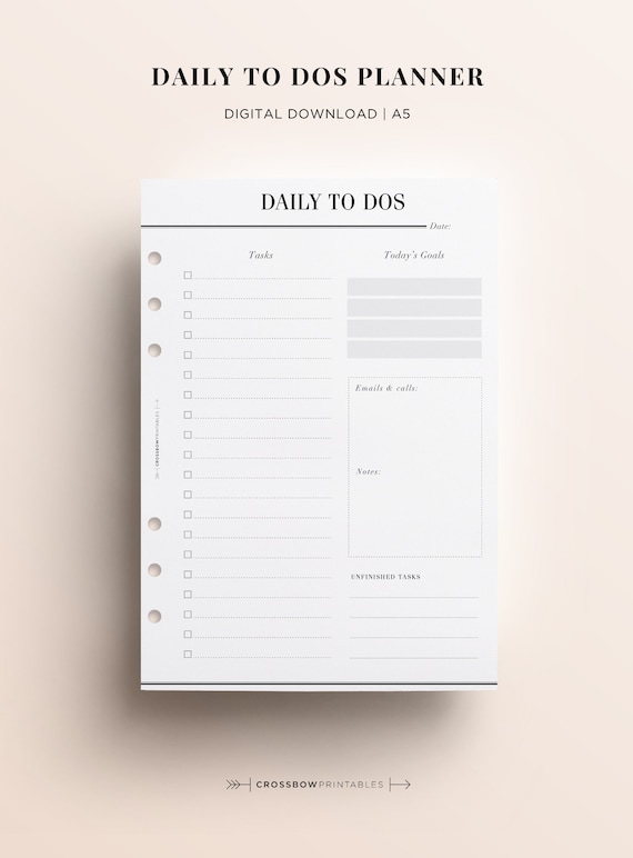 PRINTABLE A5 Daily To Do List A5 Daily Planner Printable | Etsy