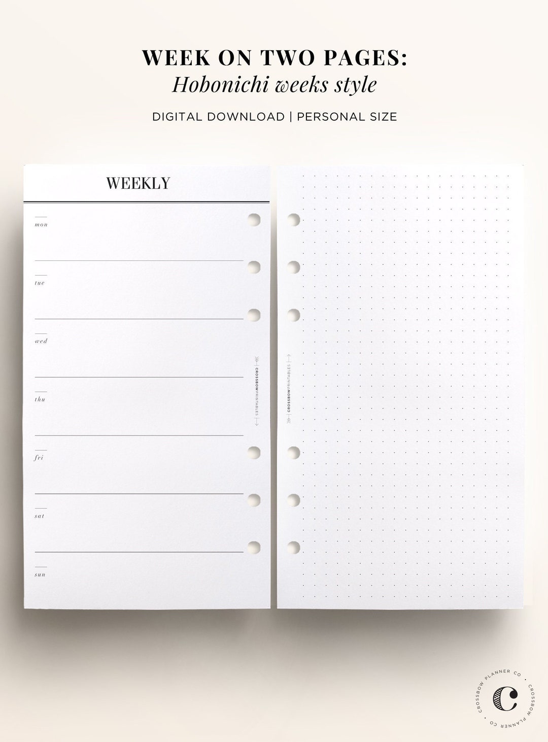 PRINTABLE PERSONAL Hobonichi Printable Planner, Personal Weekly ...