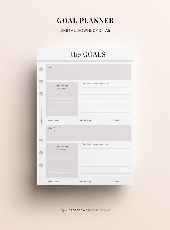PRINTABLE A5 Goal Planner Printable Insert Printable Goal | Etsy