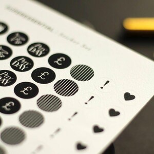 SuperEssential Minimal Planner Stickers - Black and White Icon Stickers - Mini Sticker Kit - Chic Birthday Finance Travel Black Stickers image 5